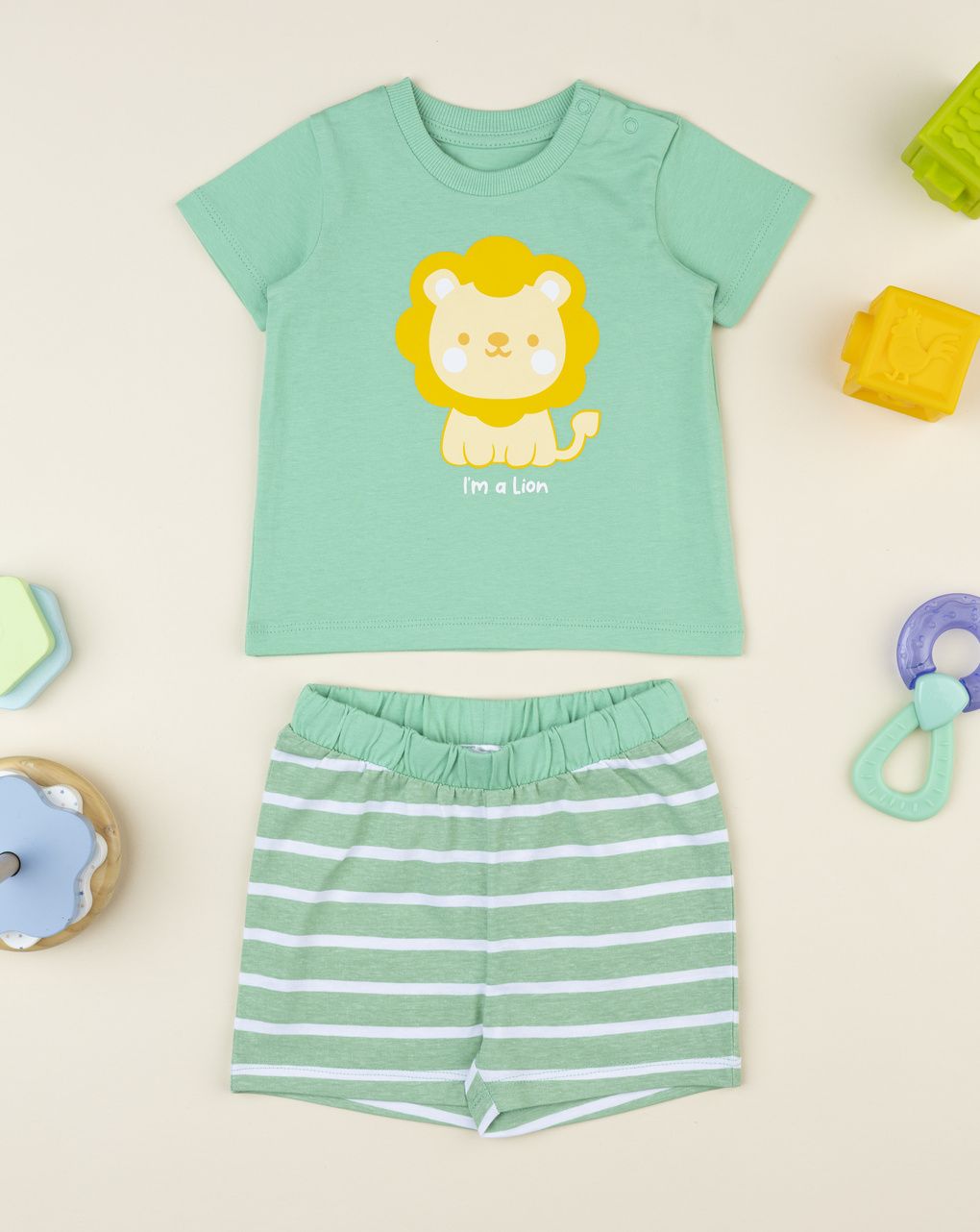 βρεφικό σετ t-shirt και σορτσάκι με λιονταράκι για αγόρι
