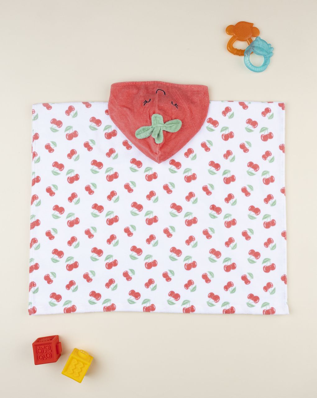 βρεφικό πόντσο θαλάσσης λευκό με κερασάκια για κορίτσι - Prénatal