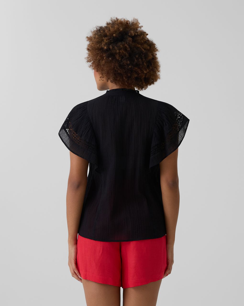 γυναικείο πουκάμισο εγκυμοσύνης/θηλασμού μαύρο με βολάν - Prénatal