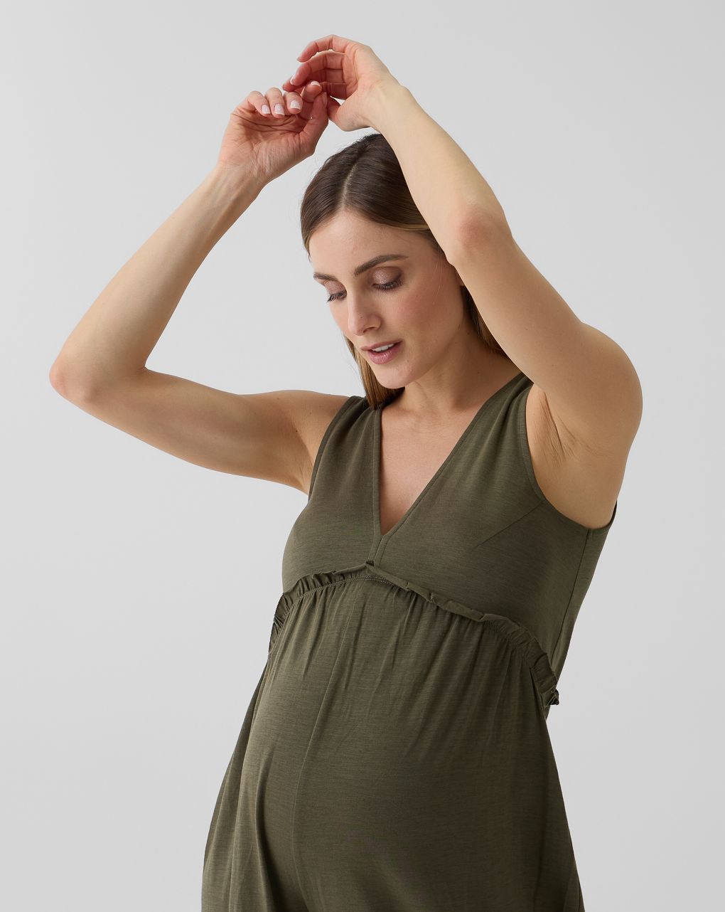 γυναικεία ολόσωμη φόρμα εγκυμοσύνης/θηλασμού χακί - Prénatal