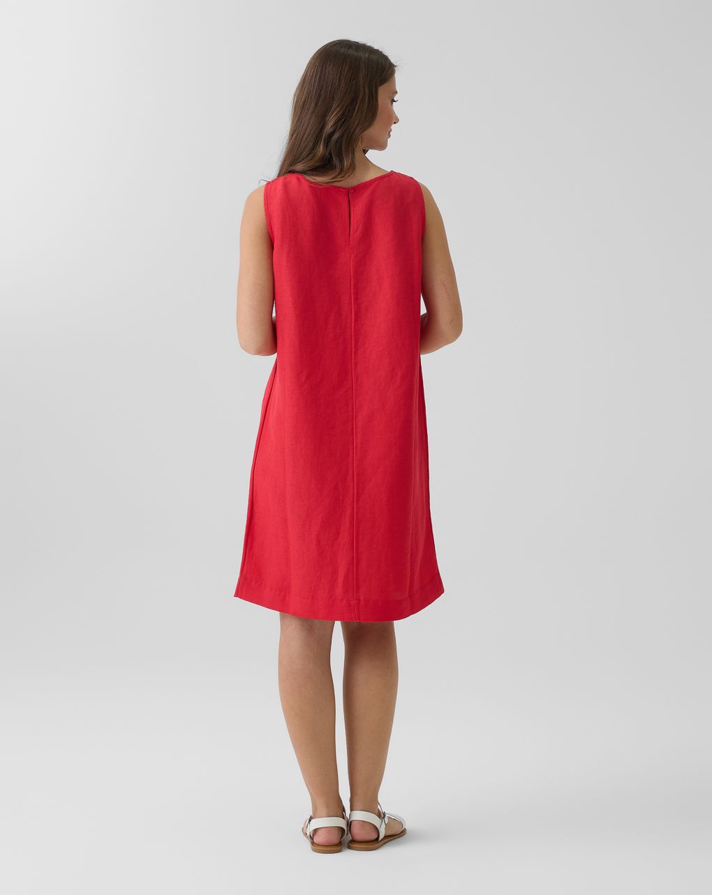 γυναικείο φόρεμα κόκκινο λινό εγκυμοσύνης/θηλασμού - Prénatal