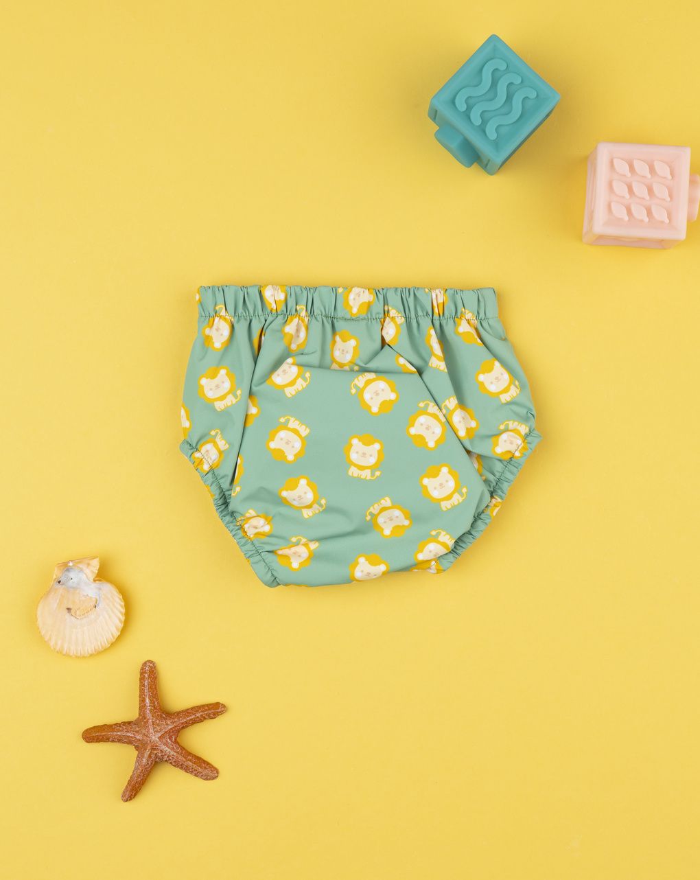 βρεφικό μαγιό πάνα πράσινο με λιονταράκια για αγόρι - Prénatal