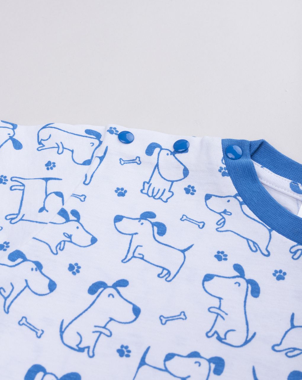 βρεφική πιτζάμα λευκή/μπλε με σκυλάκια για αγόρι - Prénatal