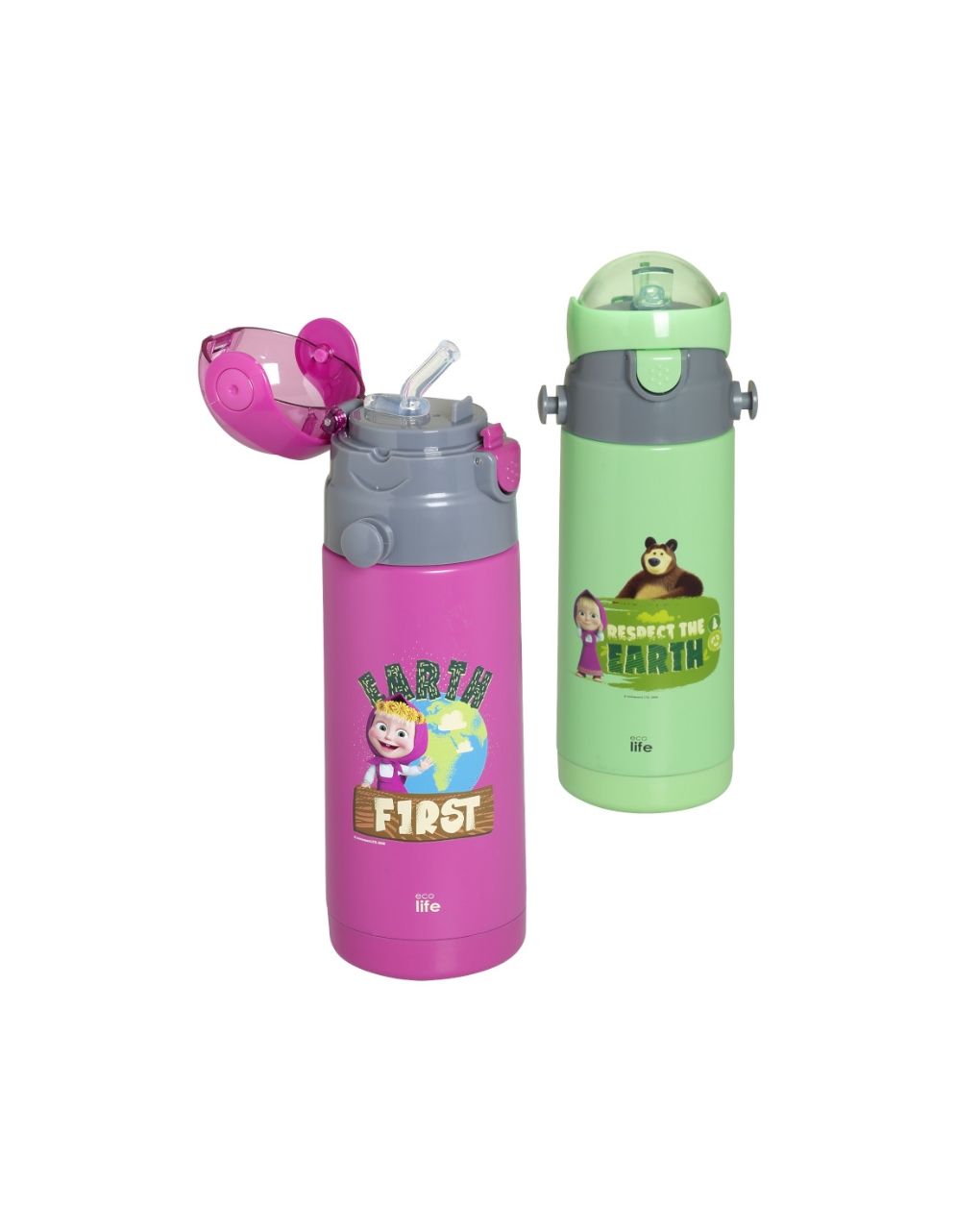 Ecolife kids παγούρι-θερμός 'masha - earth first' 400ml magenta 33-bo-2120 - Ecolife