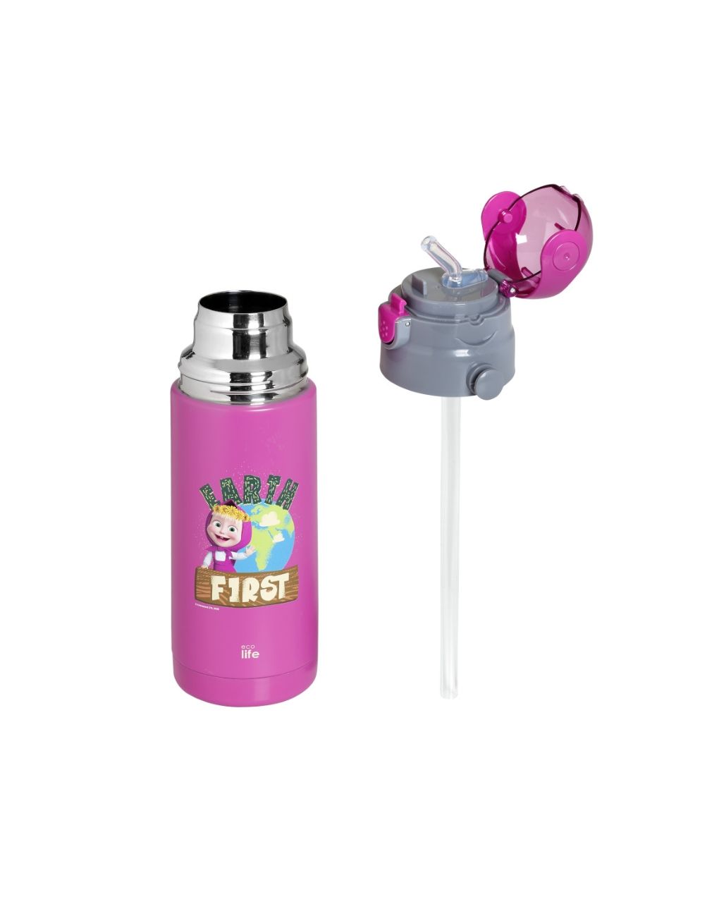 Ecolife kids παγούρι-θερμός 'masha - earth first' 400ml magenta 33-bo-2120 - Ecolife