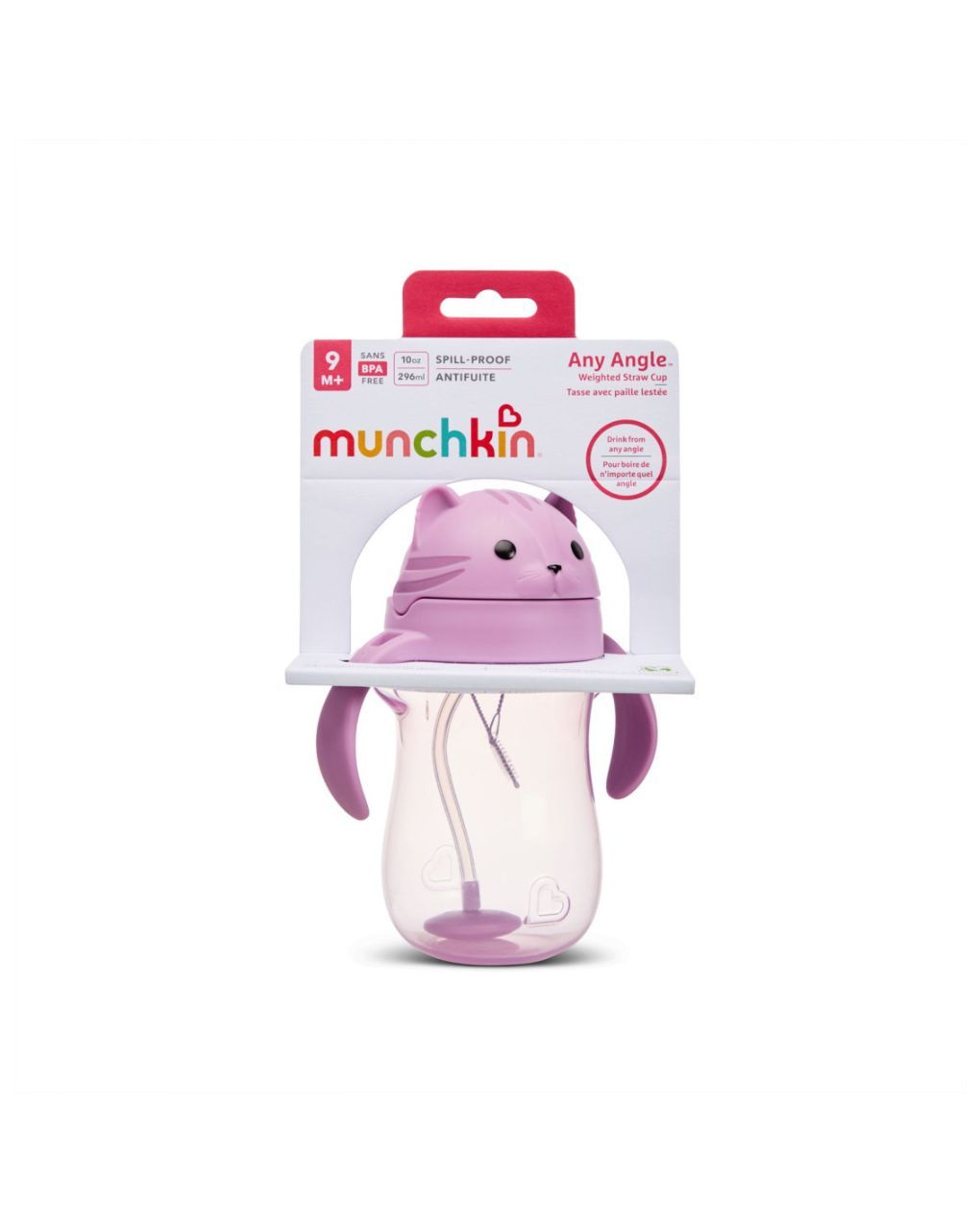 Munchkin tip & sip εκπαιδευτικό ποτηράκι με λαβές και καλαμάκι με βαρίδιο 9+ μηνών 296ml cat 90541 - Munchkin