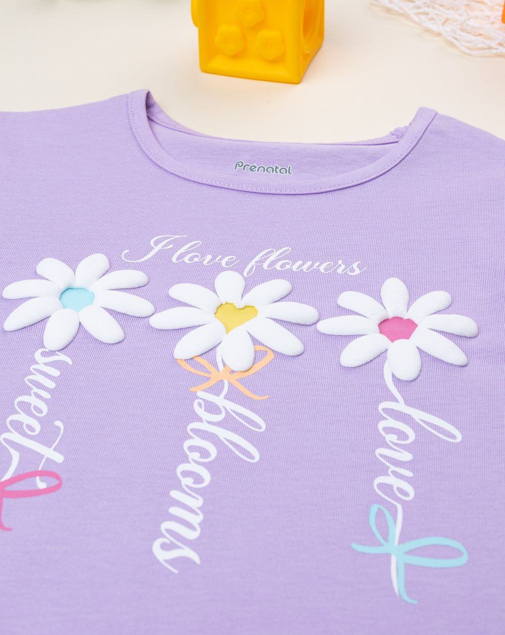 παιδικό t-shirt λιλά με μαργαρίτες για κορίτσι - Prénatal