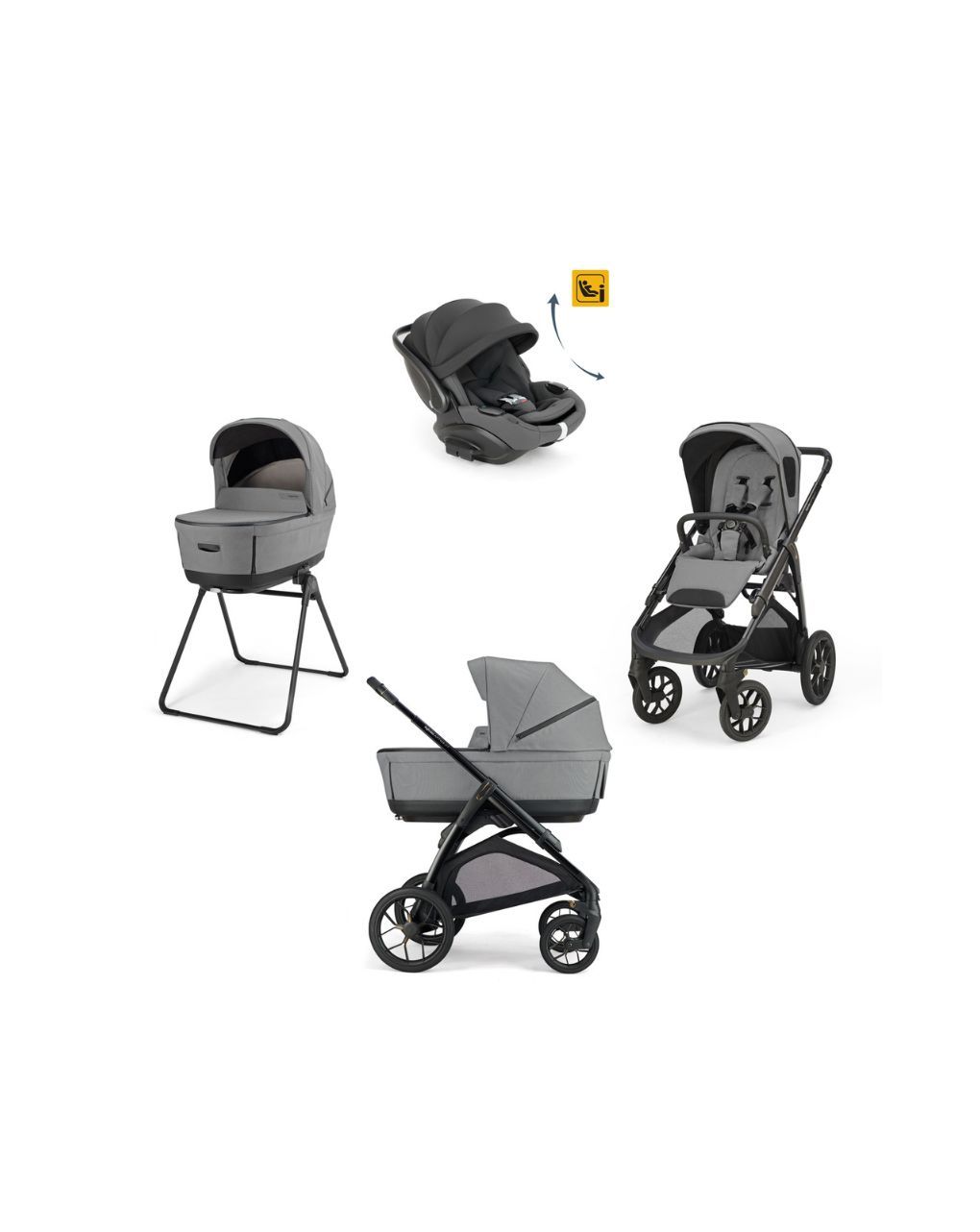 Inglesina aptica xt σύστημα μεταφοράς quattro με κάθισμα αυτοκινήτου darwin recline canyon grey/telaio black - Inglesina