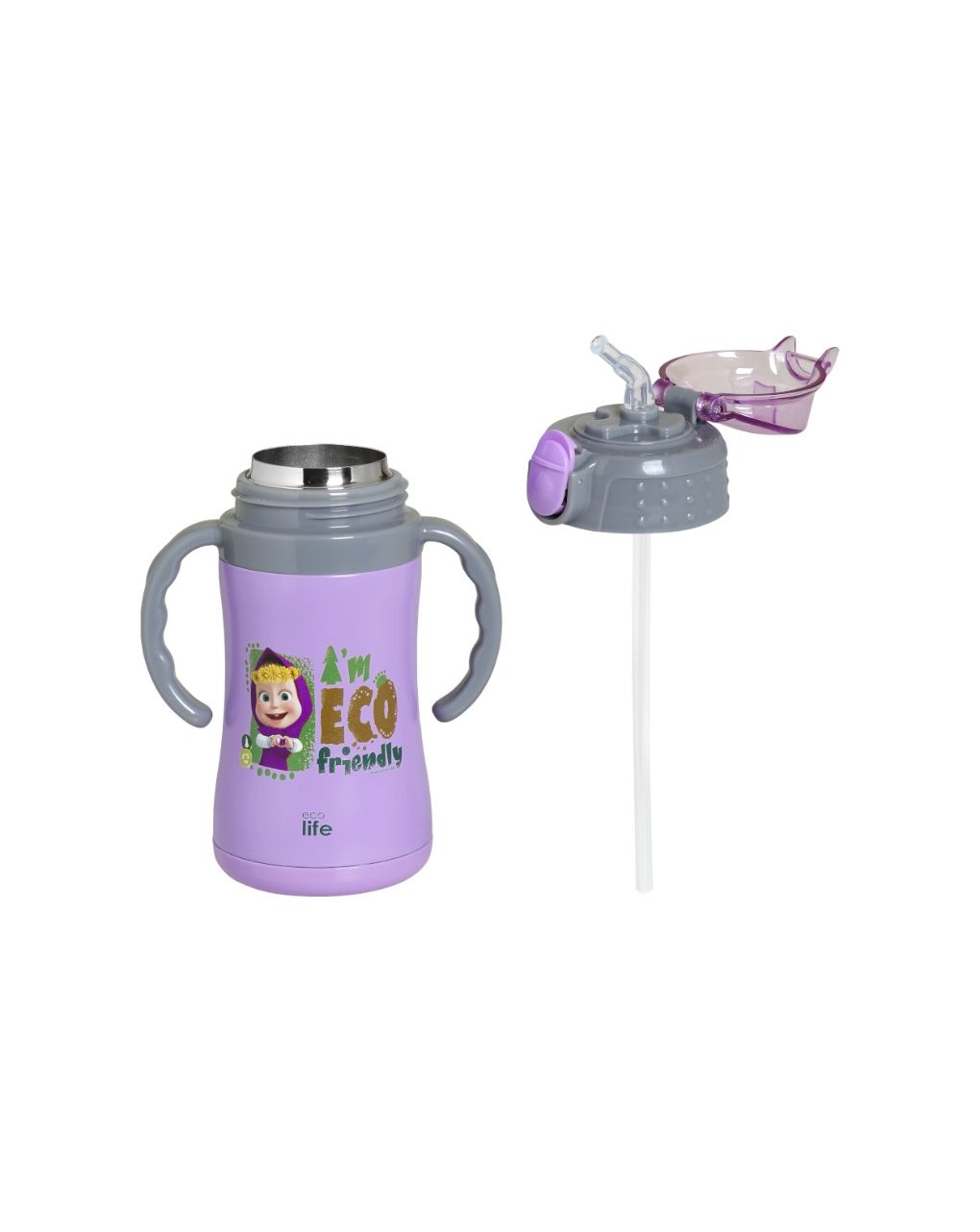 Ecolife kids παγούρι-θερμός 'masha -eco friendly' 300ml lilac 33-bo-2122 - Ecolife