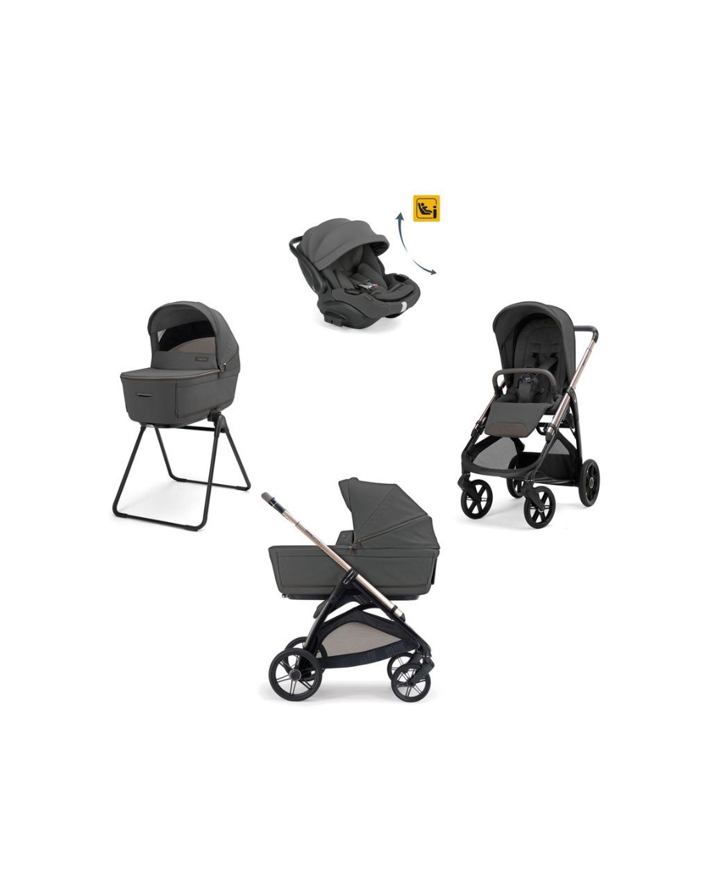 Inglesina aptica σύστημα μεταφοράς quattro με κάθισμα αυτοκινήτου darwin recline evo marble grey/palladio black