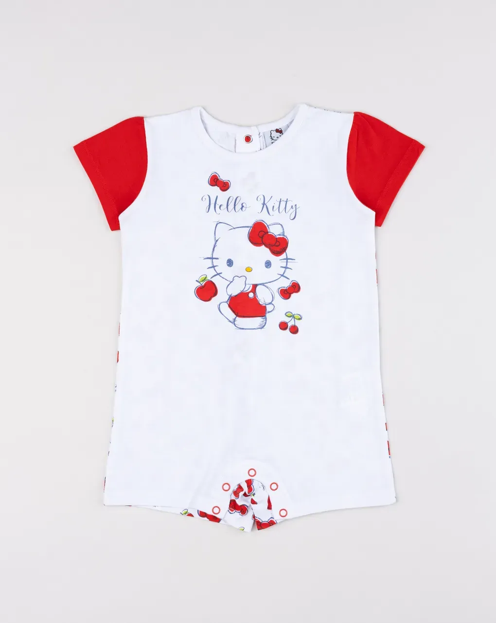 βρεφική πιτζάμα ολόσωμη λευκή hello kitty για κορίτσι