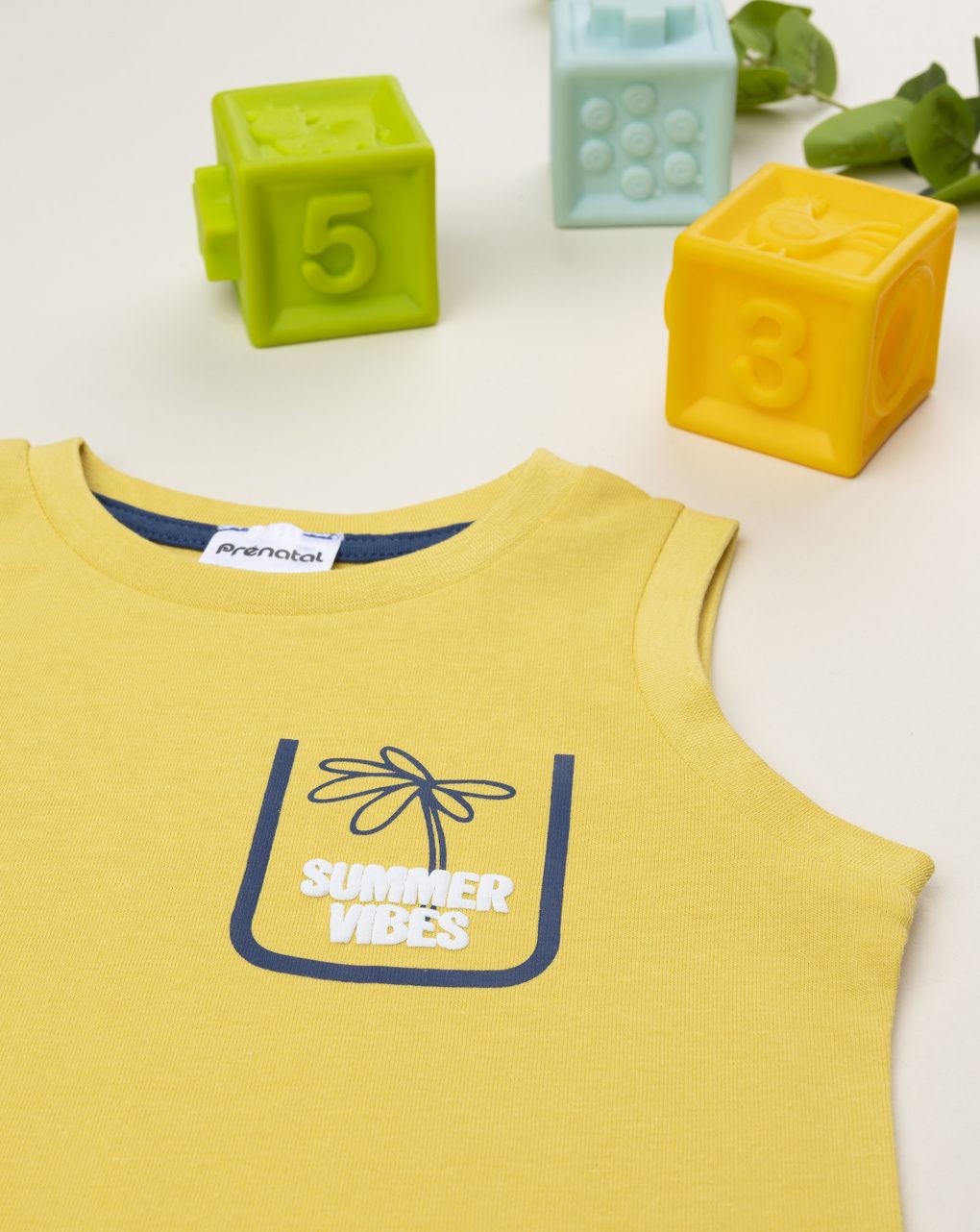 βρεφική αμάνικη μπλούζα κίτρινη summer vibes για αγόρι - Prénatal
