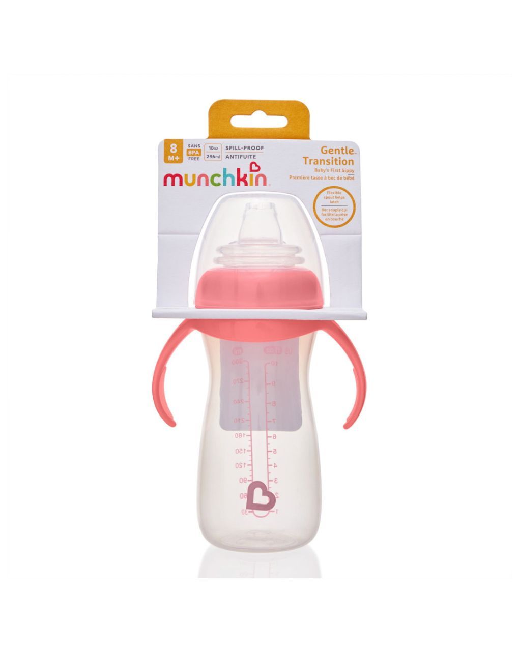 Munchkin gentle εκπαιδευτικό ποτηράκι με λαβές μαλακό στόμιο για 8+ μηνών 296ml 90586 - Munchkin