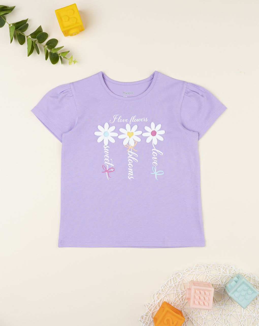 παιδικό t-shirt λιλά με μαργαρίτες για κορίτσι