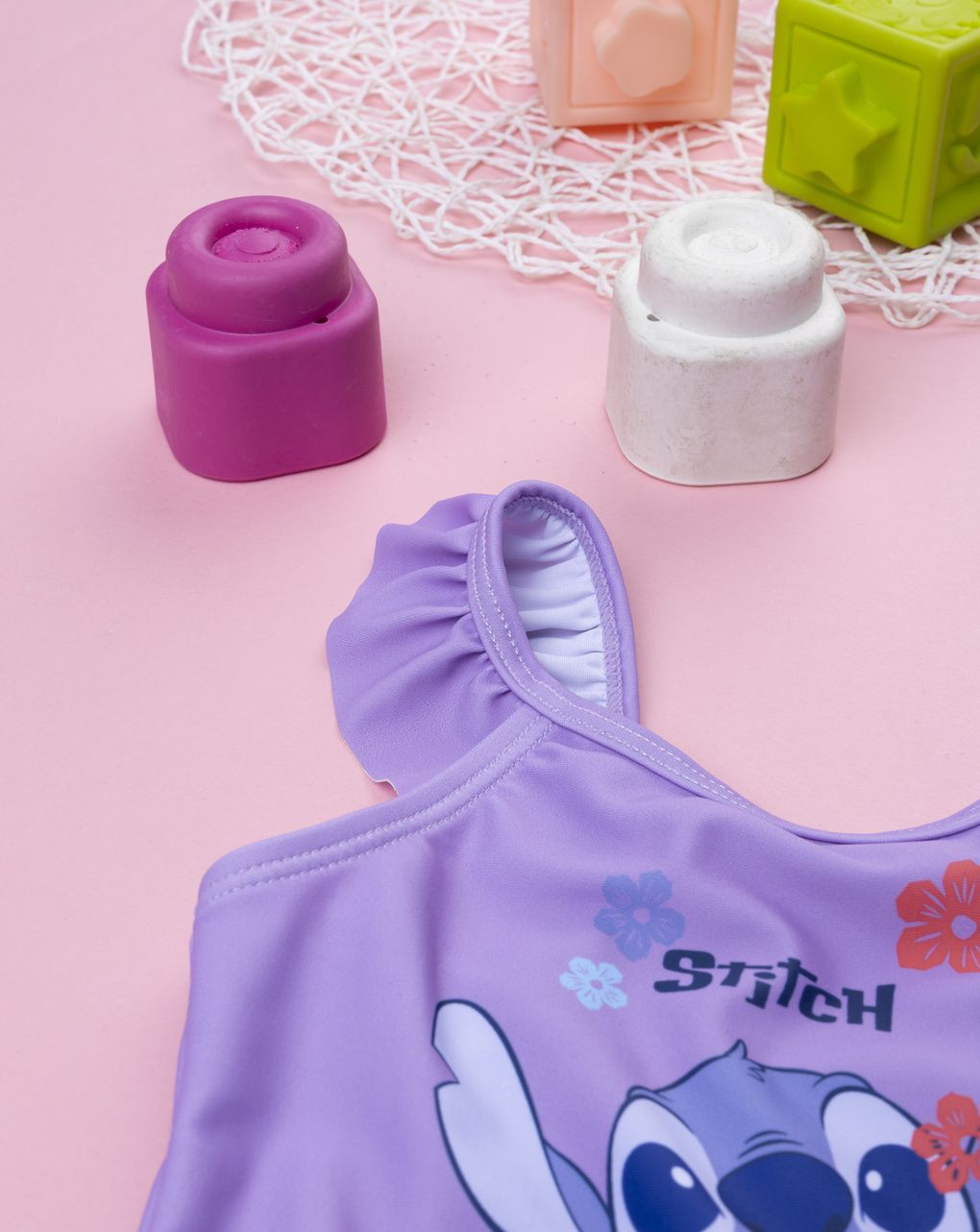 βρεφικό ολόσωμο μαγιό λιλά stitch για κορίτσι - Prénatal