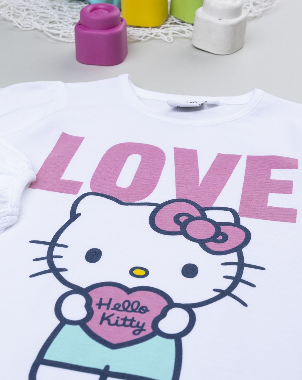 παιδική πιτζάμα λευκή/ροζ hello kitty για κορίτσι - Prénatal