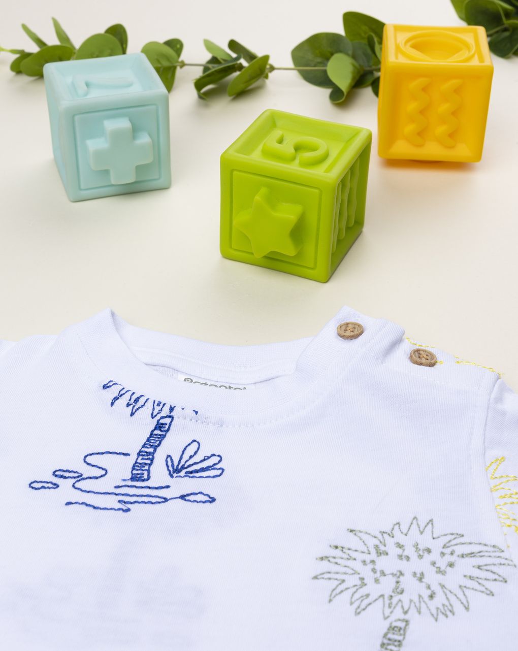 βρεφικό t-shirt λευκό palms για αγόρι - Prénatal