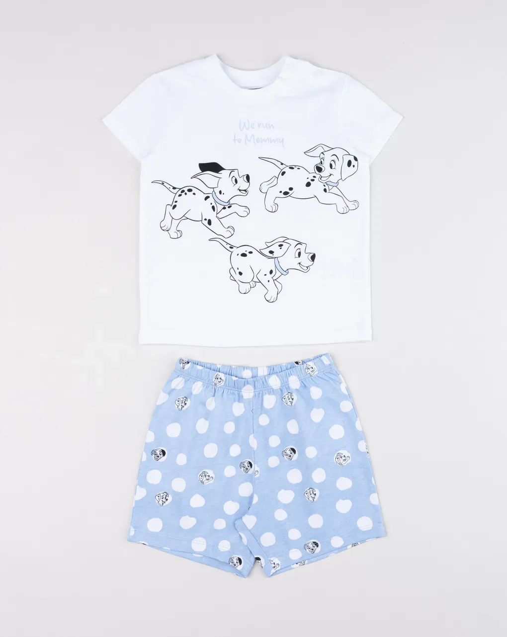 βρεφική πιτζάμα λευκή/γαλάζια 101 dalmatians "we run to mommy" για αγόρι - Prénatal
