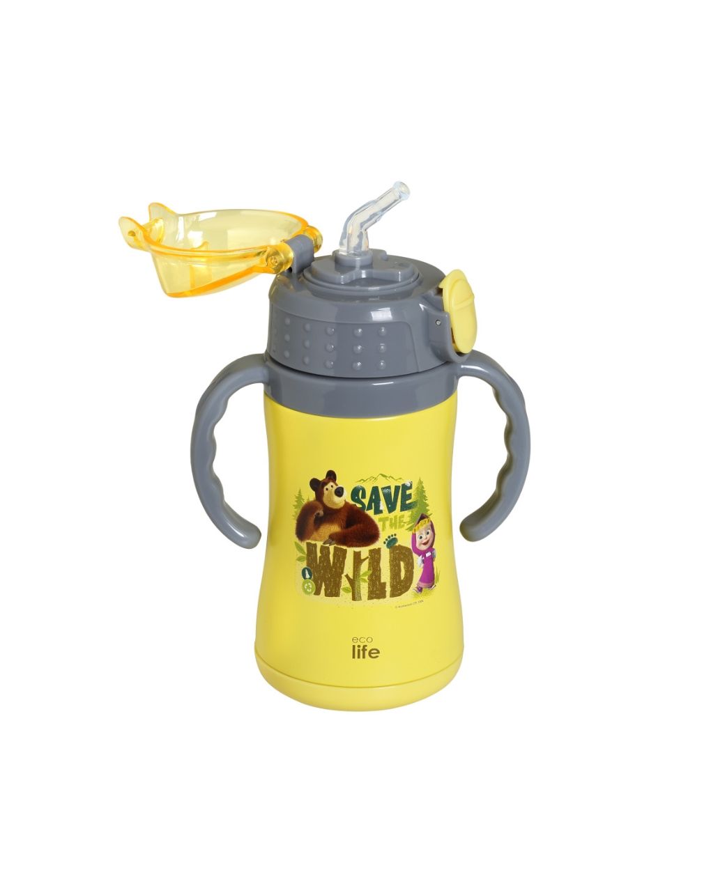 Ecolife kids παγούρι-θερμός 'masha - save the wild' 300ml yellow 33-bo-2123 - Ecolife