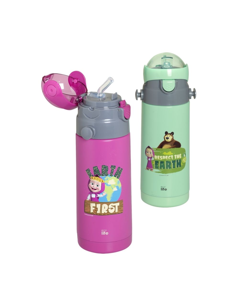 Ecolife kids thermos παγούρι 'masha -respect earth' 400ml mint 33-bo-2121 - Ecolife
