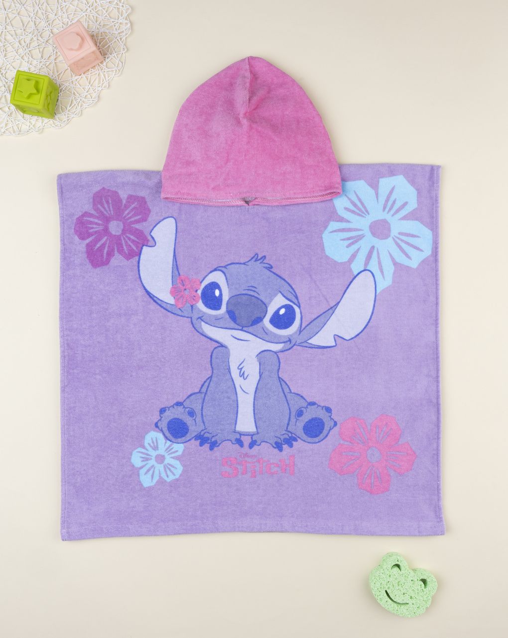 βρεφικό πόντσο θαλάσσης λιλά stitch για κορίτσι