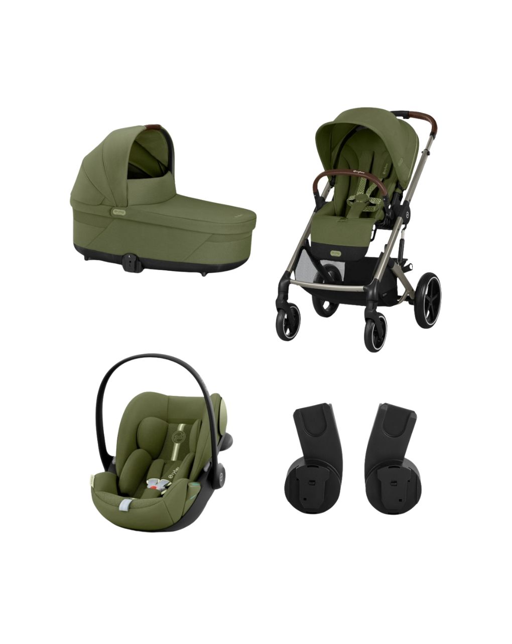 Cybex balios s lux σύστημα μεταφοράς trio με cot s lux, cloud g3 plus moon black και αντάπτορες moss green - Cybex