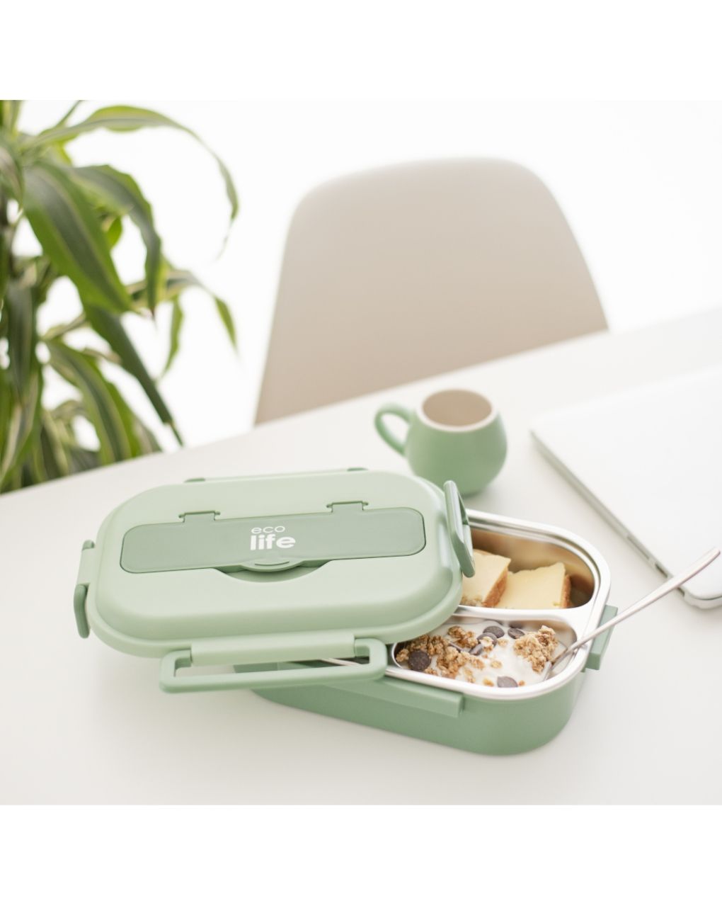 Ecolife φαγητοδοχείο 3 θέσεων 1lt πράσινο 33-fc-9093 - Ecolife