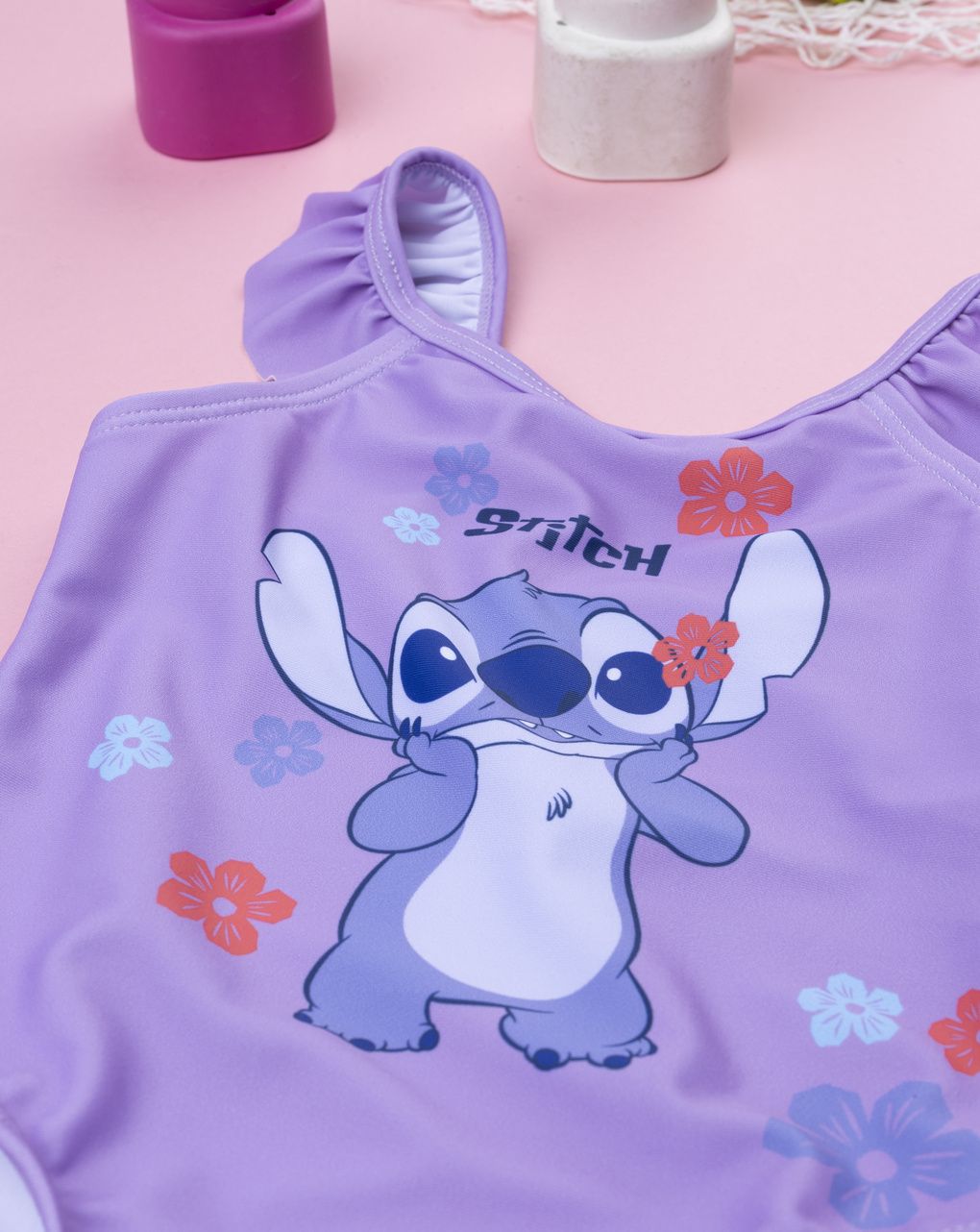 βρεφικό ολόσωμο μαγιό λιλά stitch για κορίτσι - Prénatal