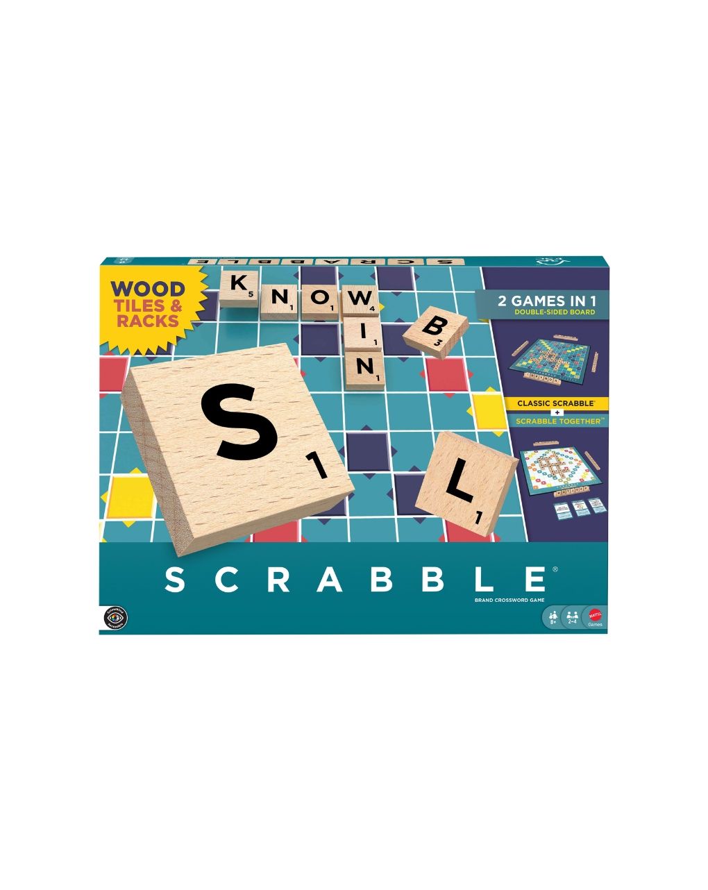 Mattel επιτραπέζιο scrabble 2 σε 1 με ξύλινα γράμματα jlj58 - Mattel Games