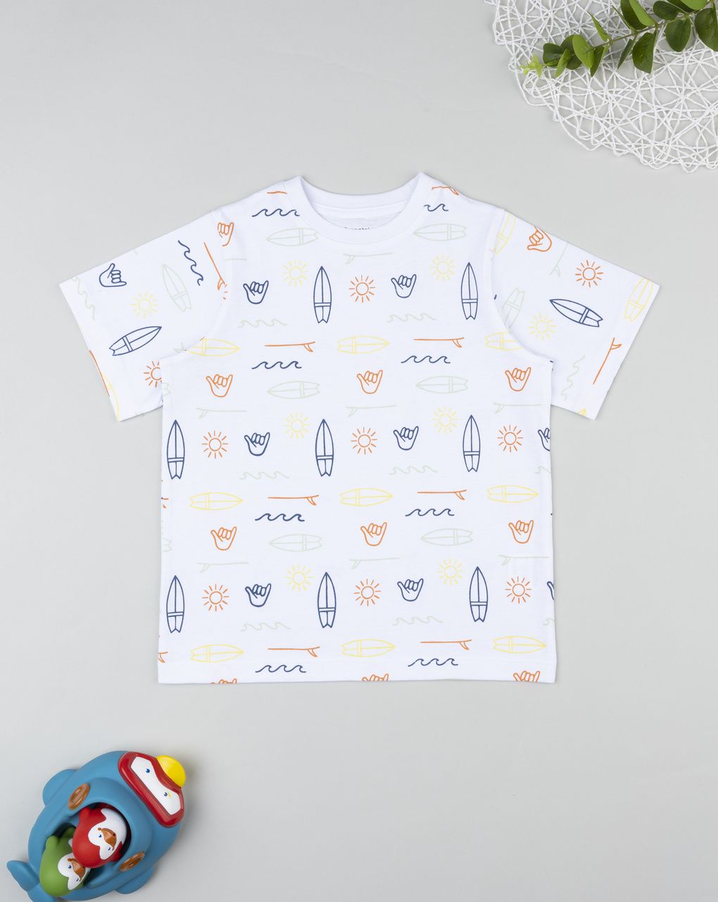 παιδικό t-shirt λευκό surf για αγόρι