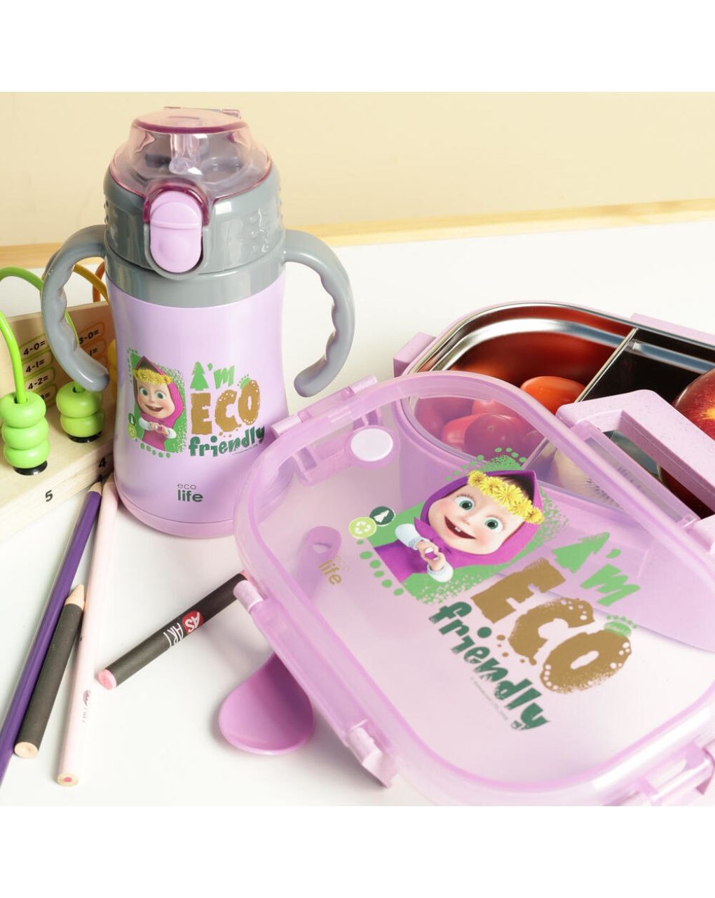 Ecolife kids παγούρι-θερμός 'masha -eco friendly' 300ml lilac 33-bo-2122 - Ecolife