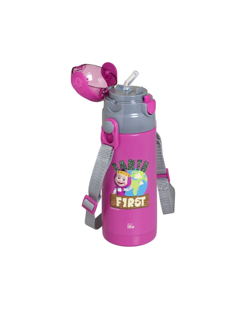 Ecolife kids παγούρι-θερμός 'masha - earth first' 400ml magenta 33-bo-2120 - Ecolife