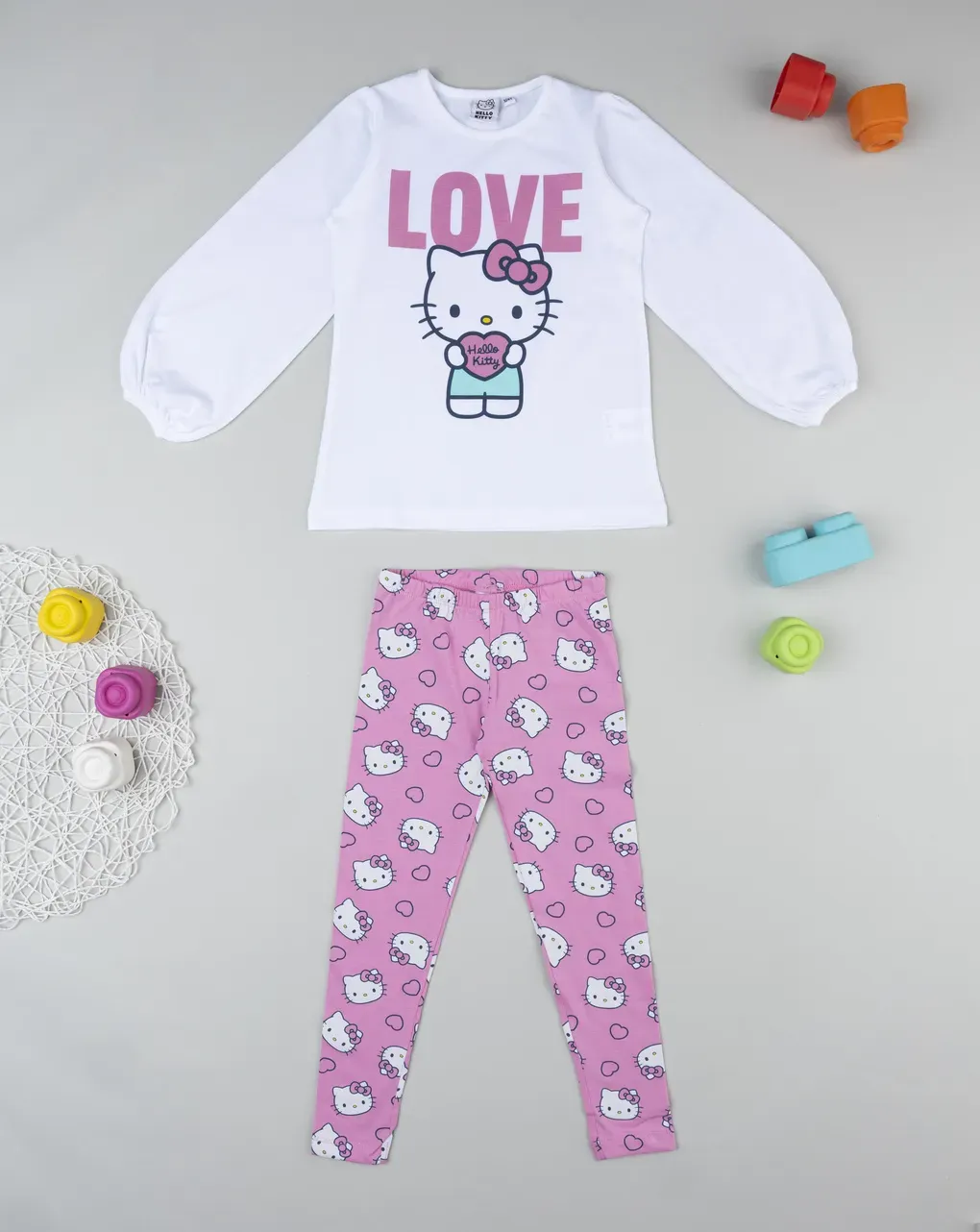 παιδική πιτζάμα λευκή/ροζ hello kitty για κορίτσι - Prénatal