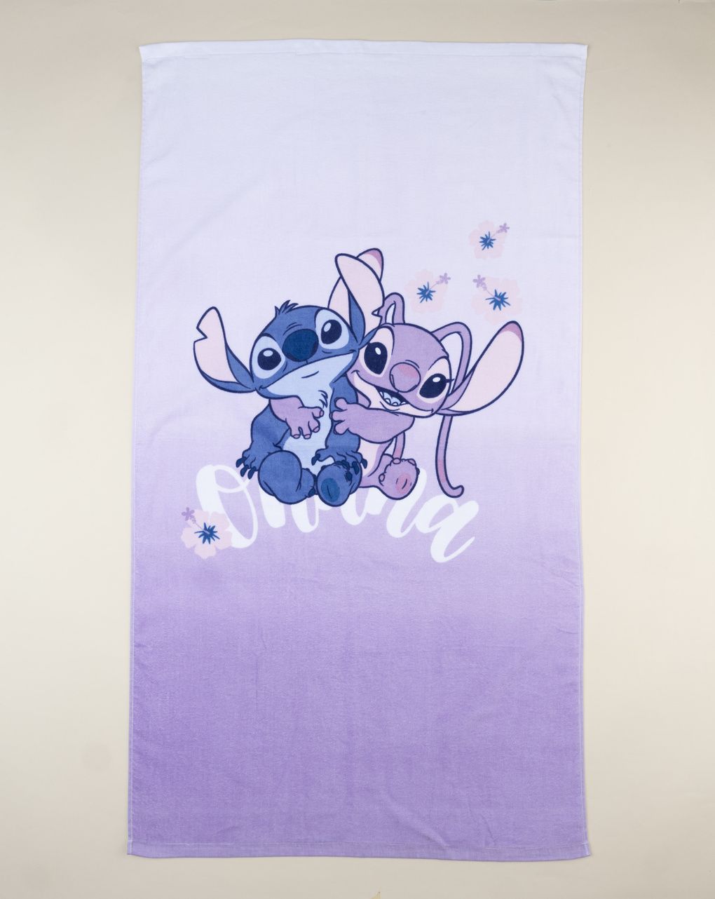 παιδική πετσέτα θαλάσσης λιλά stitch για κορίτσι