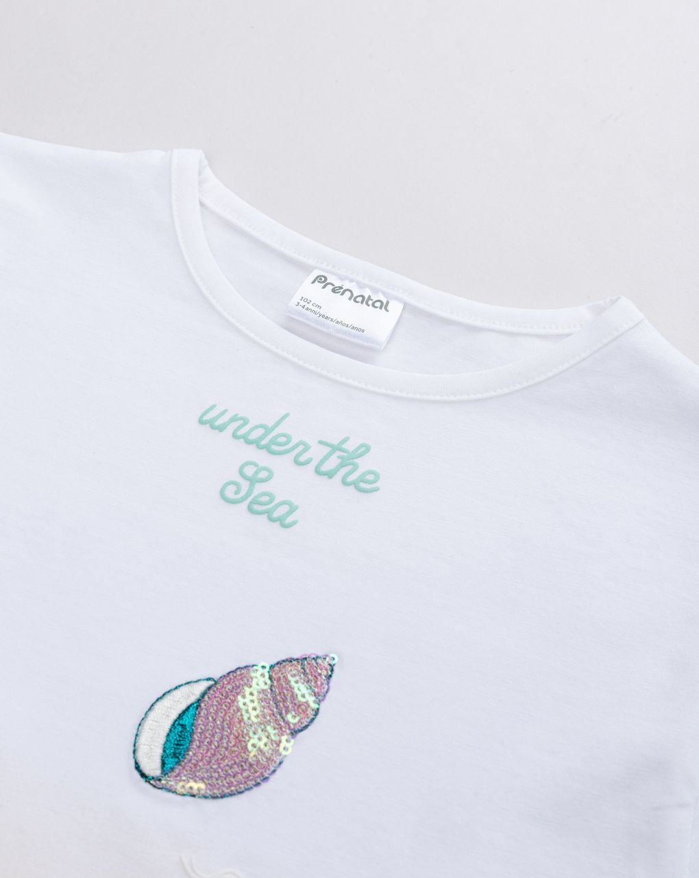 παιδικό t-shirt λευκό/μπεζ με κοχύλια για κορίτσι - Prénatal