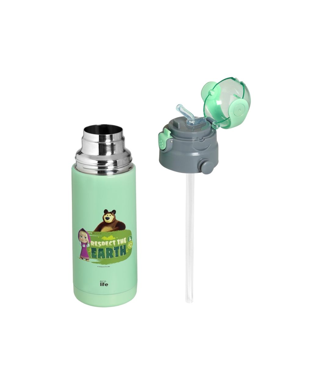 Ecolife kids thermos παγούρι 'masha -respect earth' 400ml mint 33-bo-2121 - Ecolife