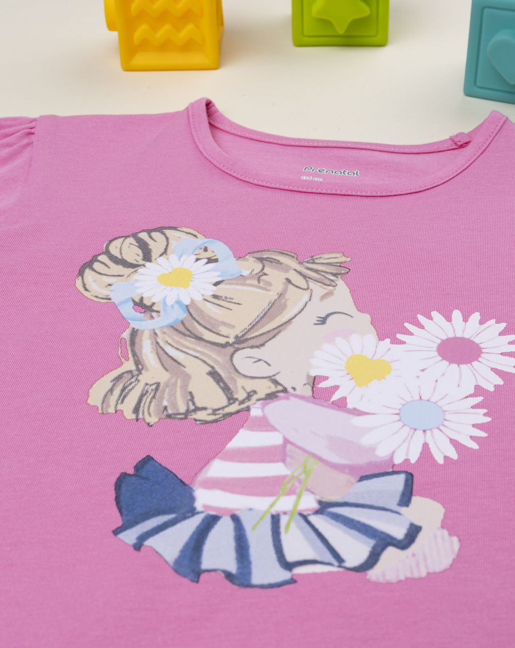 παιδικό t-shirt ροζ με μαργαρίτες για κορίτσι - Prénatal