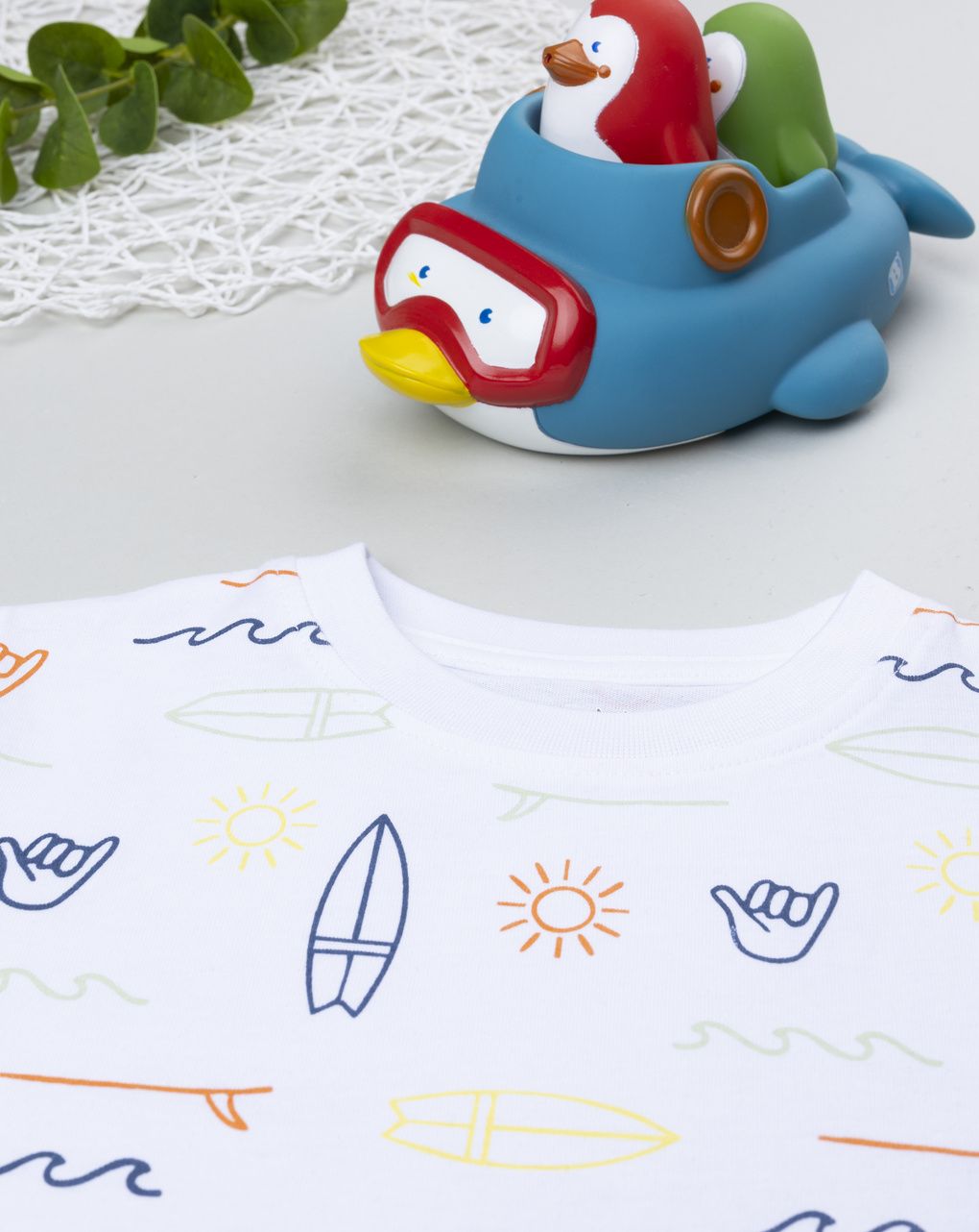 παιδικό t-shirt λευκό surf για αγόρι - Prénatal
