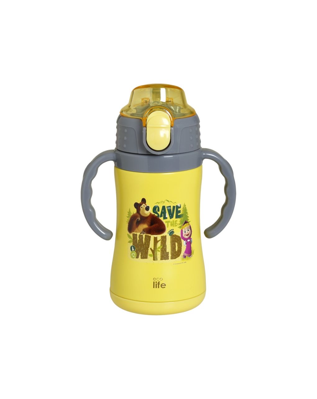 Ecolife kids παγούρι-θερμός 'masha - save the wild' 300ml yellow 33-bo-2123