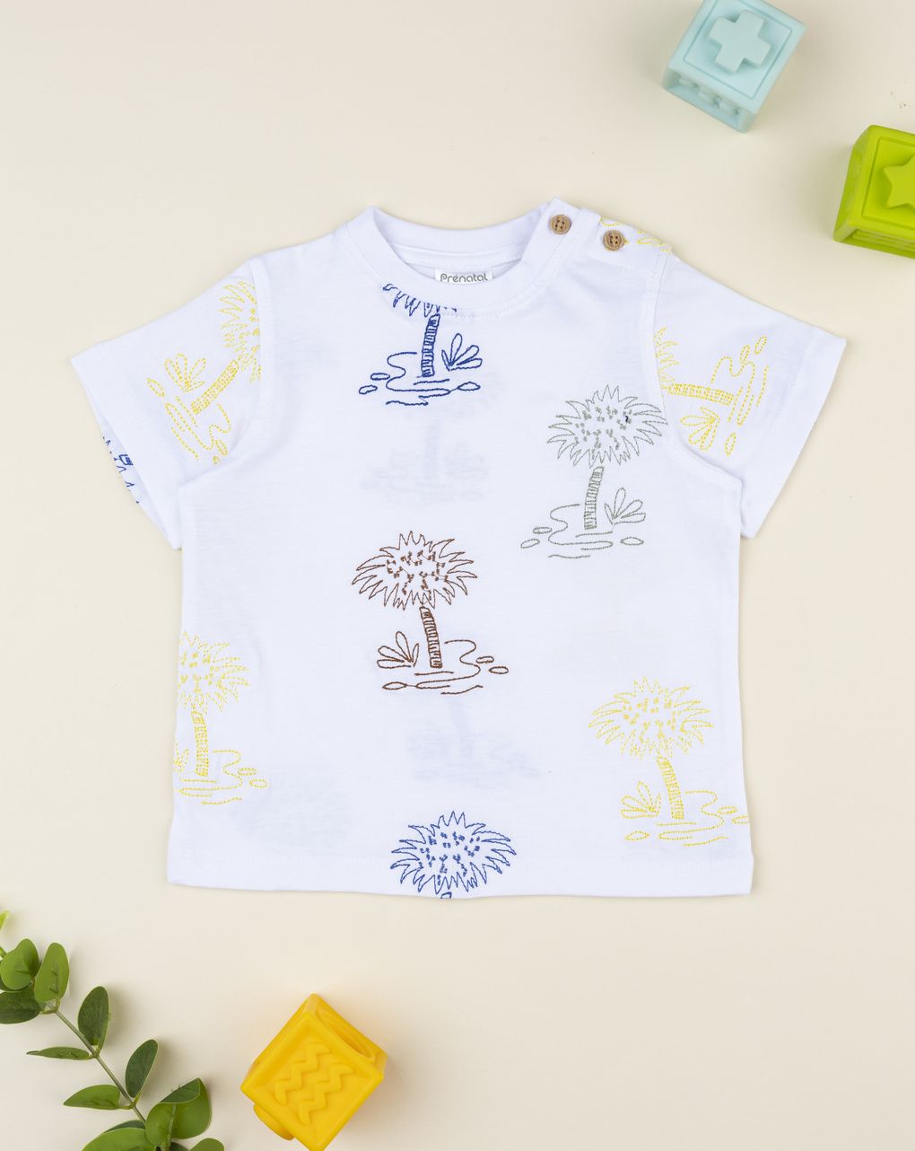 βρεφικό t-shirt λευκό palms για αγόρι