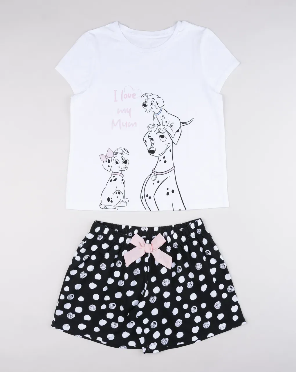 γυναικεία πιτζάμα λευκή/μαύρη 101 dalmatians "i love my mum"