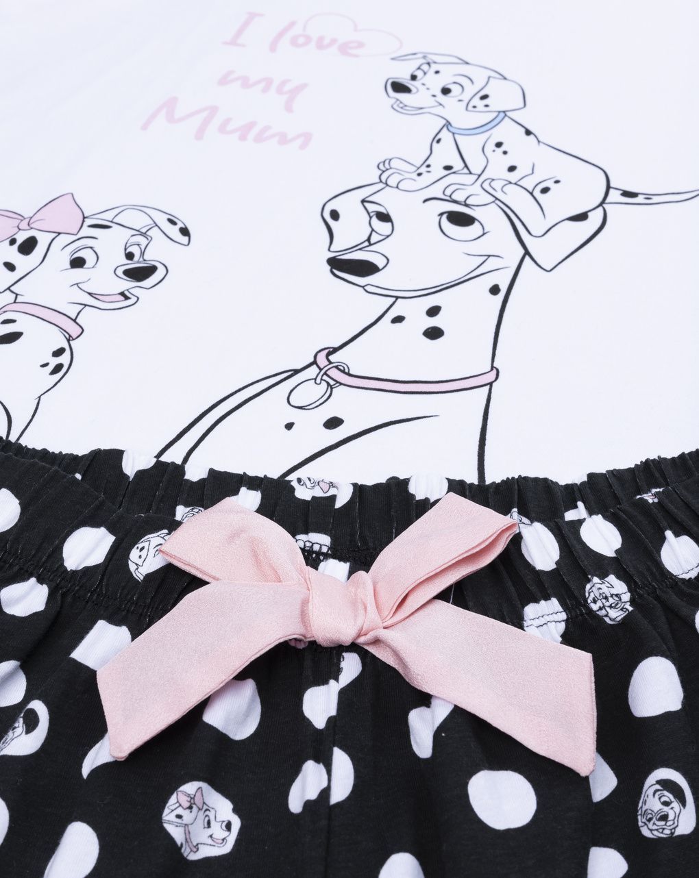 γυναικεία πιτζάμα λευκή/μαύρη 101 dalmatians "i love my mum" - Prénatal