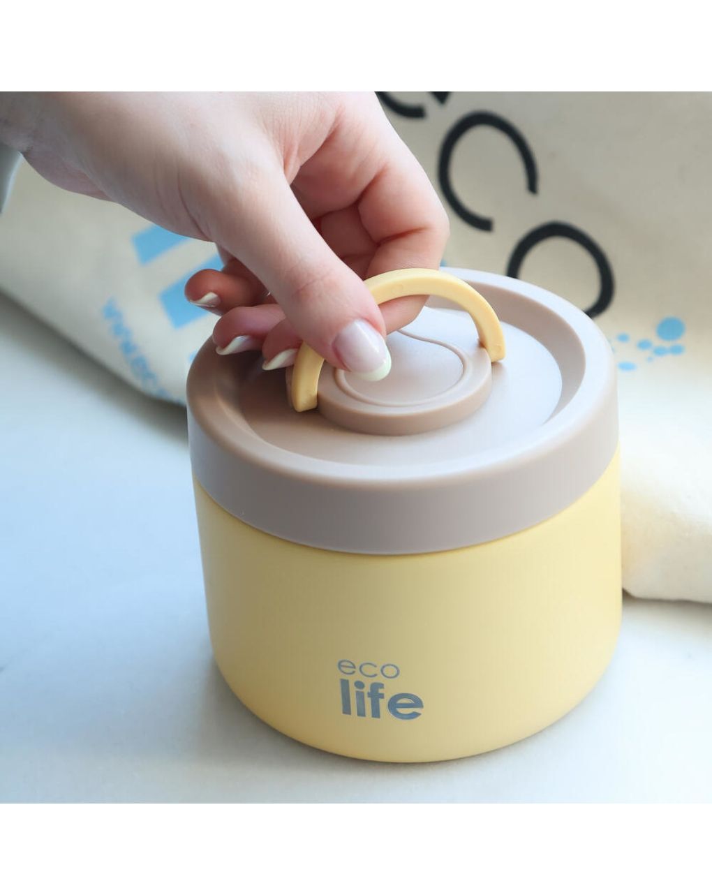 Ecolife στρογγυλός θερμός φαγητού 650ml κίτρινο 33-bo-9094 - Ecolife