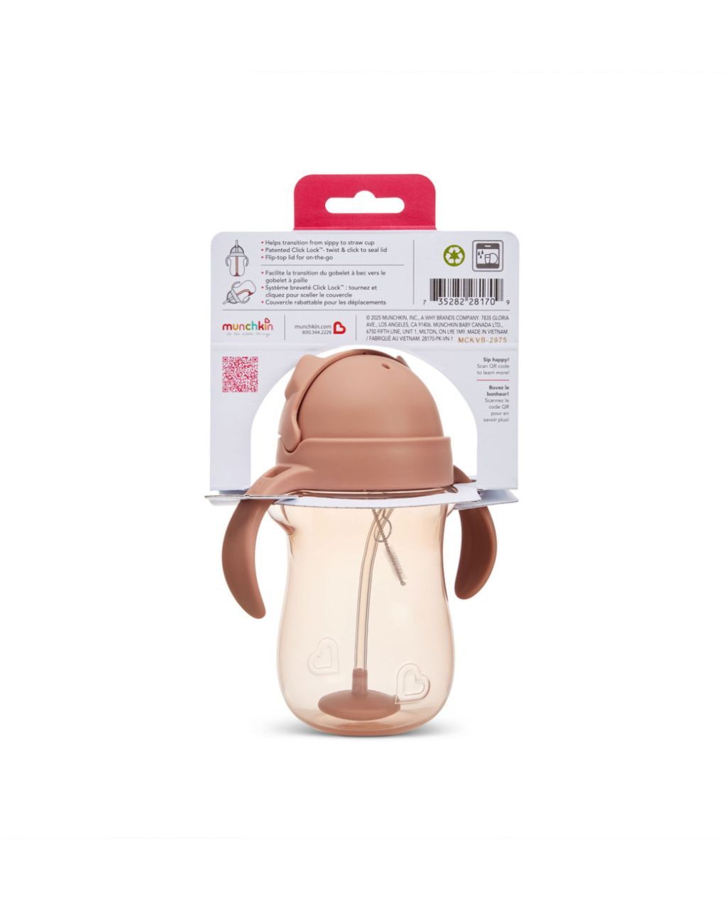 Munchkin tip and sip ποτηράκι με λαβές και καλαμάκι με βαρίδιο 9+ μηνών 296ml dog 90506 - Munchkin