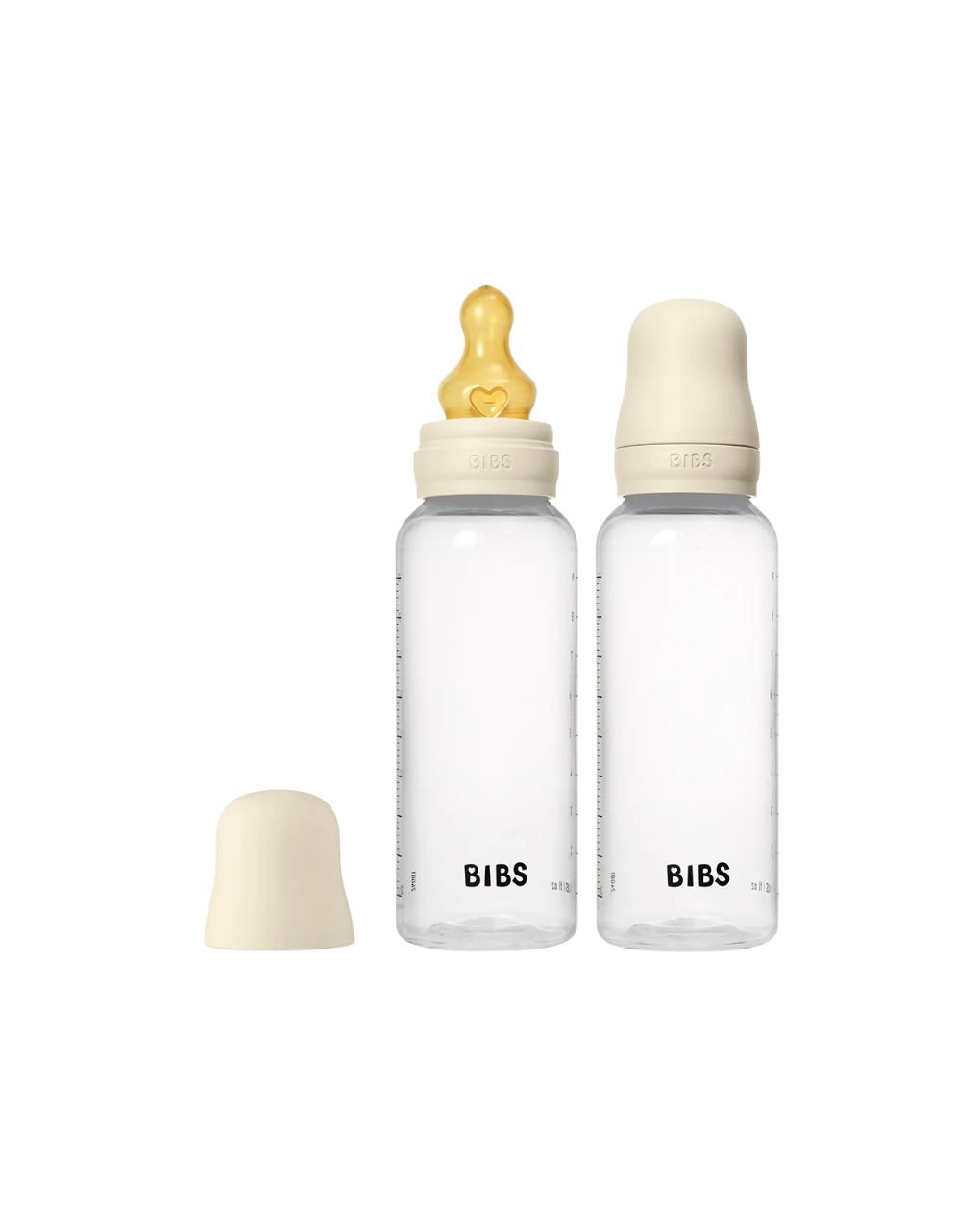 Bibs σετ πλαστικά μπιμπερό με latex θηλή 2τμχ 2+ μηνών 270ml ivory 5117216