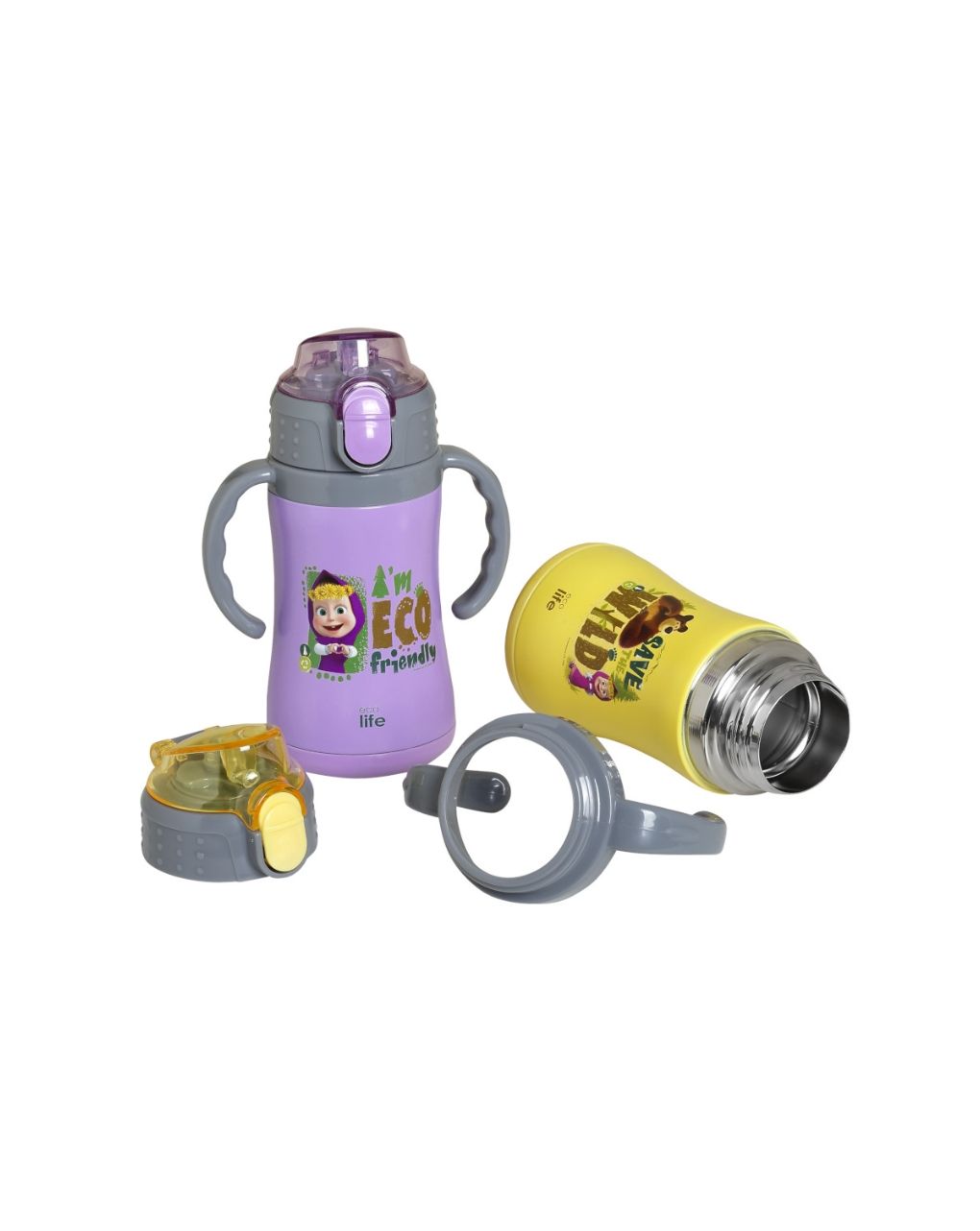 Ecolife kids παγούρι-θερμός 'masha - save the wild' 300ml yellow 33-bo-2123 - Ecolife
