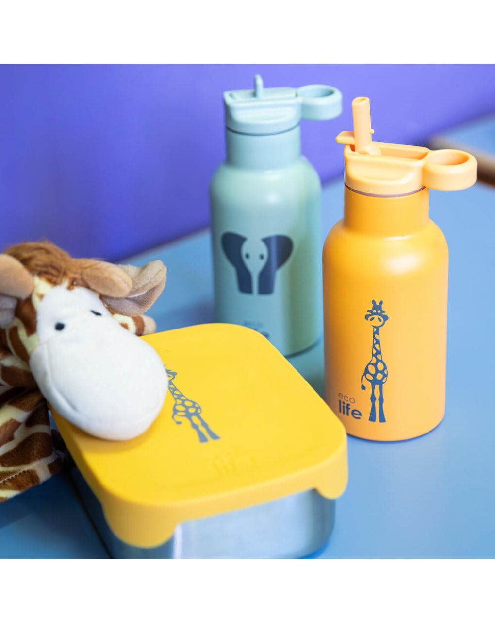 Ecolife ανοξείδωτο φαγητοδοχείο με χώρισμα 800ml giraffe 33-fc-9089 - Ecolife