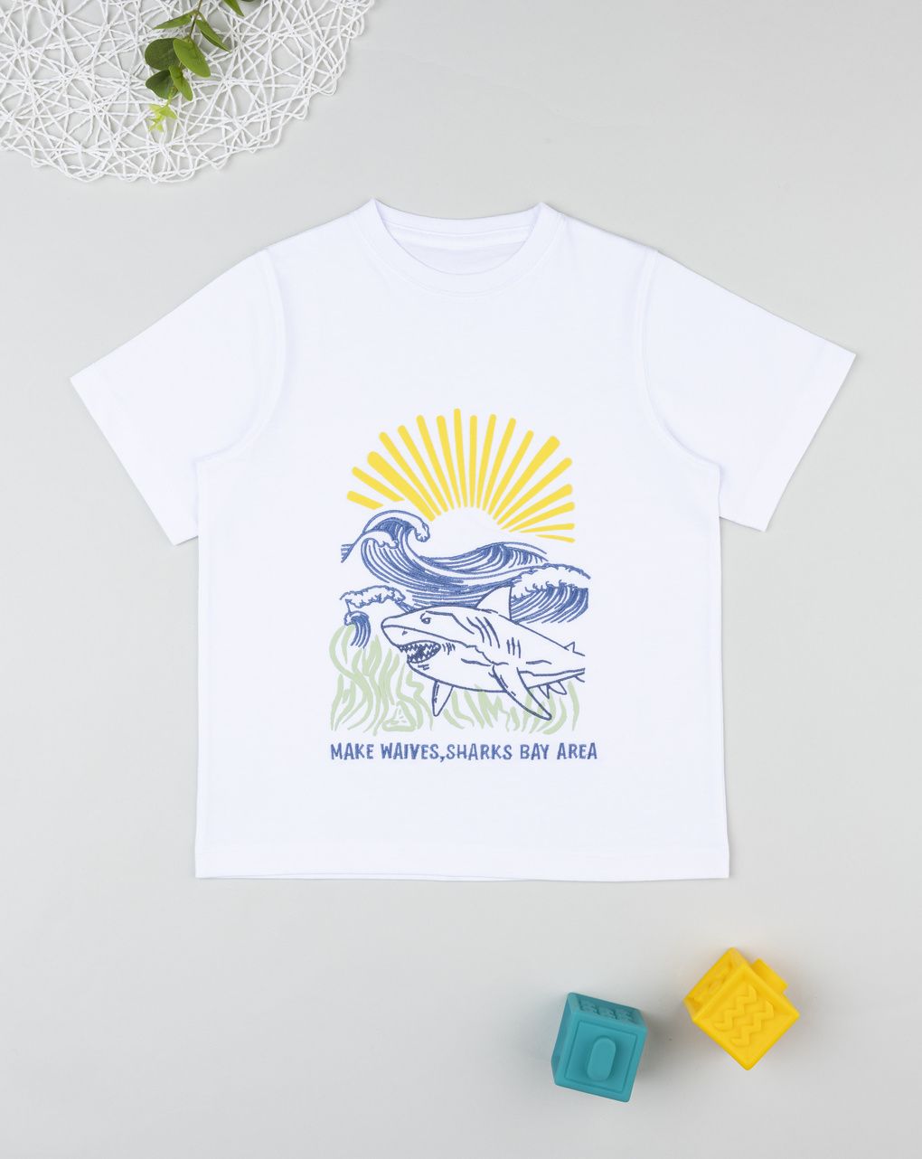 παιδικό t-shirt λευκό sharks για αγόρι