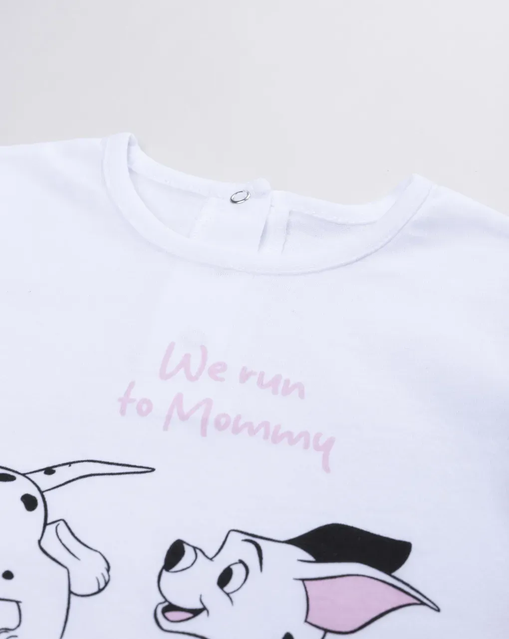 βρεφική πιτζάμα λευκή/ροζ 101 dalmatians "we run to mommy" για κορίτσι - Prénatal