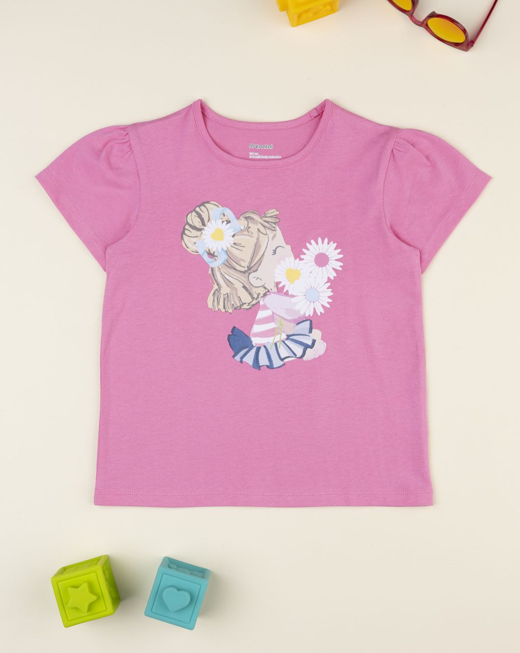 παιδικό t-shirt ροζ με μαργαρίτες για κορίτσι